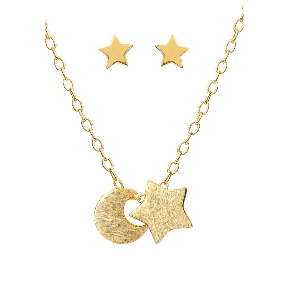💥 Moon and Stars gold plated Sterling necklace